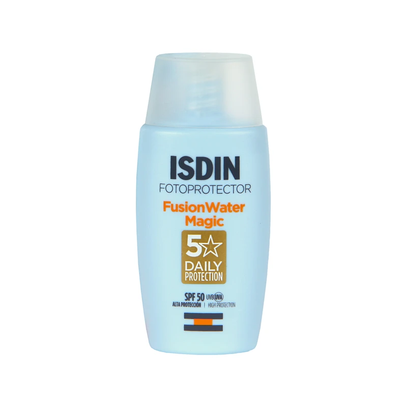 فلوئید ضد آفتاب بدون رنگ ایزدین SPF50 مدل Fusion Water Magic حجم ۵۰ میل